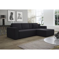 Fun Möbel Ecksofa Schlafsofa Sofa CONOR Kunstleder Schwarz Ottomane