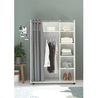 Möbelando Kleiderschrank rollbar Kleideraufbewarhung Holzschrank Schrank Regal Jill II