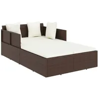 VidaXL Sonnenliege mit Kissen Braun 182x118x63 cm Poly Rattan