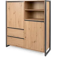 Furn.design Highboard Eiche Artisan, Anthrazit, im Industrie Look 120