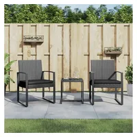 VidaXL 3-tlg. Garten-Essgruppe mit Kissen Dunkelgrau PP-Rattan