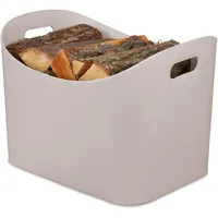 Relaxdays Holzkorb Grau, Kunststoff, Wellpappe, Metall, 53.5x36x41 cm Kleinmöbel,