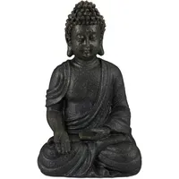 Relaxdays Buddha Figur sitzend 18cm, Dekofigur für Wohnzimmer und