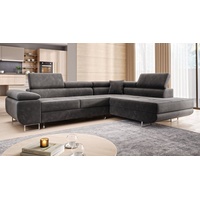 Möbel punkt Ecksofa Monaco Samt Grau mit Bett Bettkasten