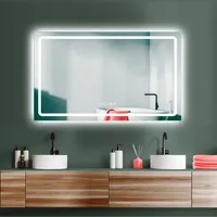 Hoko ANTIBESCHLAG LED Badspiegel 100x60cm+Uhr+Lichtwechsel Warmweiß-Kaltweiß-Neutral. Licht mit Touch