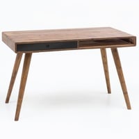 KADIMA DESIGN SAVIO Massivholz Schreibtisch: Retro Stil, viel Stauraum,