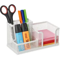 Relaxdays Schreibtisch-Organizer, 3 Fächer, Mesh-Design, HxBxT: 10 x 18,5