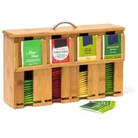 Relaxdays Teebeutelspender Bambus braun, 33.5x22x10 cm