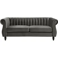 Vente-unique Chesterfield-Sofa - 3-Sitzer - Samt - Grau -