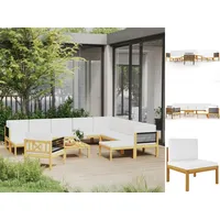 VidaXL 12-tlg. Garten-Lounge-Set mit Kissen Cremeweiß Massivholz Akazie &