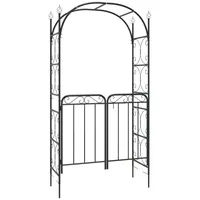 VidaXL Gartenbogen mit Tor Schwarz 108x45x235 cm Stahl