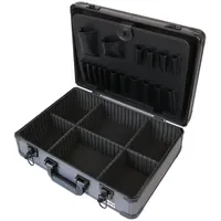 HMF Alu Werkzeugkoffer leer verstellbare Facheinteilung schwarz 46 x