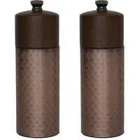 Olympia zout- en pepermolenset hout en koper 15cm
