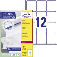Avery Zweckform L7164-100 Adressetiketten/Adressaufkleber (1.200 Etiketten mit ultragrip, 63,5x72mm