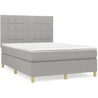 VidaXL Boxspringbett mit Matratze Hellgrau 140x200 cm Stoff