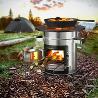 Bbq#boss BBQBOSS Raketenofen mit Grillpfanne Campingkocher Brennholzständer Silber