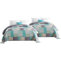 Woltu 2 x Tagesdecken Bettüberwurf Steppdecke Patchwork Wendedesign Doppelbett