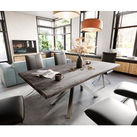 DeLife Esstisch Edge 200x100 XL Akazie Platin Kreuzgestell Rechteck