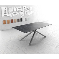 DeLife Esstisch Edge 200x100cm Keramik Laminam®Nero Greco Anthrazit Kreuzgestell