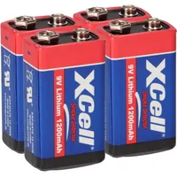 XCell 4x XCell Lithium 9V Block Hochleistungs- Batterien für