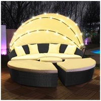 Swing&Harmonie LED - Sonneninsel Rattan Lounge Polyrattan Sitzgruppe Liege