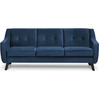 Konsimo Klassische Sofas Drei-Personen und Weicher Velours-Stoff "TERSO", Dunkelblau,