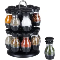 Relaxdays Gewürzregal 16 Gewürzgläser 29 x 19 cm Schwarz