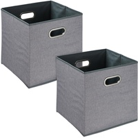 Relaxdays Aufbewahrungsbox, 2er Set, faltbare Regalboxen, Grifflöcher, HxBxT: 32