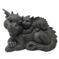 MystiCalls Gartenfigur Gartendrache Modell Lovely Drachenmama mit Baby Fantasy