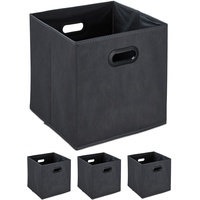 Relaxdays Aufbewahrungsbox, 4er Set, faltbare Regalboxen, Grifflöcher, HBT 32