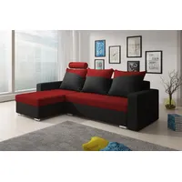 Fun Möbel Ecksofa Sofa NORA mit Schlaffunktion, Schwarz /