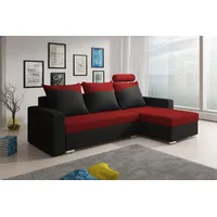 Fun Möbel Ecksofa Sofa NORA mit Schlaffunktion, Schwarz /
