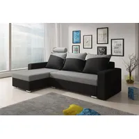 Fun Möbel Ecksofa Sofa NORA mit Schlaffunktion, Schwarz /