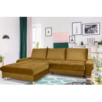 Fun Möbel Couchgarnitur MAXIME Senfgelb mit Schlaffunktion Ottomane Links