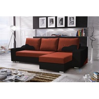 Fun Möbel Ecksofa COLLIN mit Schlaffunktion Schwarz/Dunkelorange Ottomane Rechts