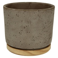 Söndgen Keramik Soendgen Keramik Blumentopf, Paros Deluxe, sandgrau/Holz, 23