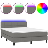 VidaXL Boxspringbett mit Matratze & LED Dunkelgrau 140x200 cm