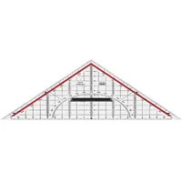 M+R Zeichendreieck 25 cm Hypothenuse glasklar Skala hinterlegt 180°-1°,45°-Linie