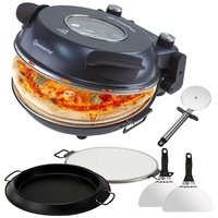 Sommertal PizzaProfi Pizzaofen, 32cm Pizzastein, schnelle 3-Minuten Pizza, 5-teiliges