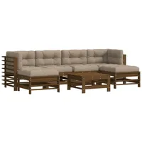 VidaXL 7-tlg. Garten-Lounge-Set mit Kissen Honigbraun Massivholz - Braun