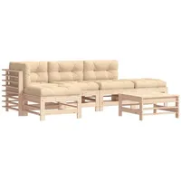 VidaXL 6-tlg. Garten-Lounge-Set mit Kissen Massivholz - Braun