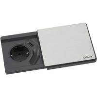 EVOline EVOline® Tisch-Einbausteckdose Square80 mit USB-Buchse