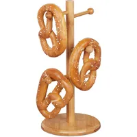 Relaxdays Brezelständer aus Bambus, 6-armig, Höhe 35 cm, auch