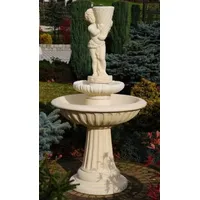 Casa Padrino Jugendstil Springbrunnen Junge mit Füllhorn Sandfarben Ø