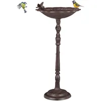 Relaxdays Vogeltränke Gusseisen, Vogelbad mit Ständer, Wildvogeltränke für Garten,