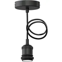 Ledscom.de Pendelleuchte/Hängelampe RETRA, Textilkabel, schwarz matt, 1x E27 max.