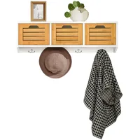 SoBuy FHK19-WN Wandgarderobe Flurgarderobe Kleiderhaken Hängeregal mit 3 Körben