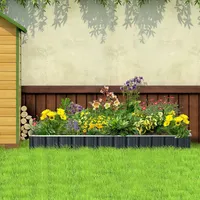 Outsunny DIY Gartenbeet mit T-Form-Pflanzenschilder Handschuhe Pflanzenbeet Kräuterbeet Blumentreppe