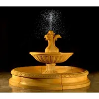 Casa Padrino Jugendstil Gartenbrunnen mit dekorativen Delfinen Beige Ø