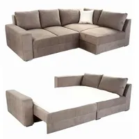 Luma-home Ecksofa-Dauerschläfer, Hell-Braun / 15108